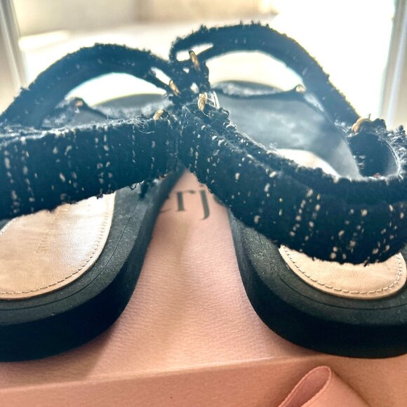 Stuart Weitzman Vail Sport Black Tweed Sandals - Size 6.5 - Excellent Condition - Picture 13 of 16